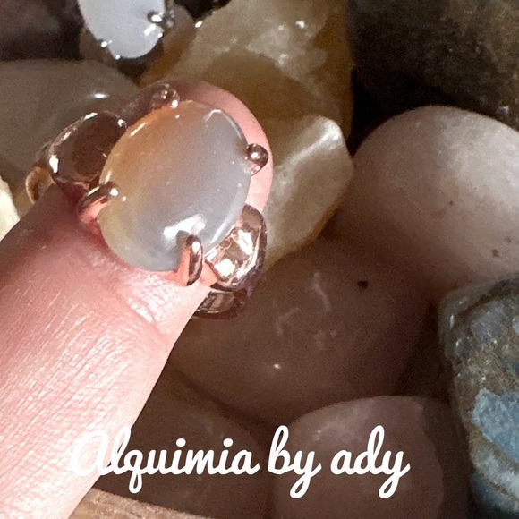 Silver and red crazy lace agate gem ring - Picture 2 of 3